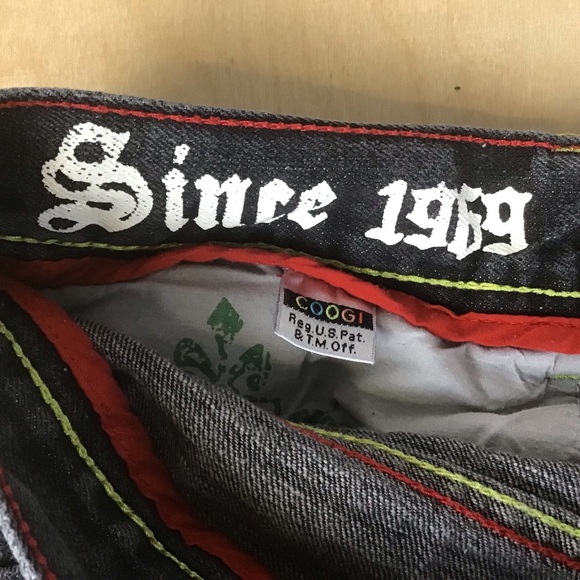 Coogi Mens Embroidered Jeans Gray Denim Baggy Loose Fitting Wide Leg Sz 34 x 34 - Picture 4 of 16